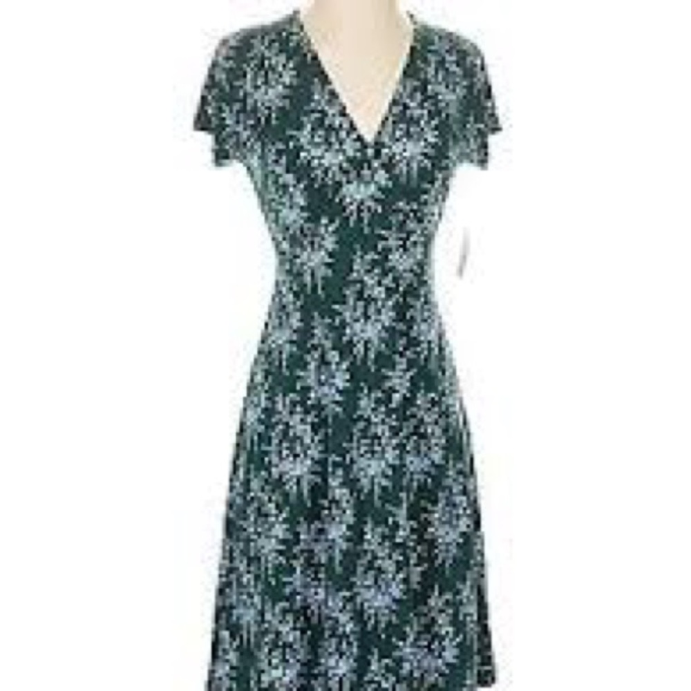 Lark & Ro Green Midi Sheath Dress with Crew Neck